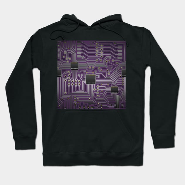 Purple Circuit board Hoodie by Qspark